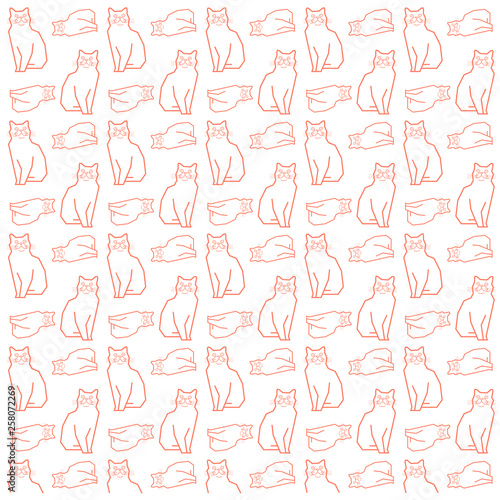 red cat pattern on white background
