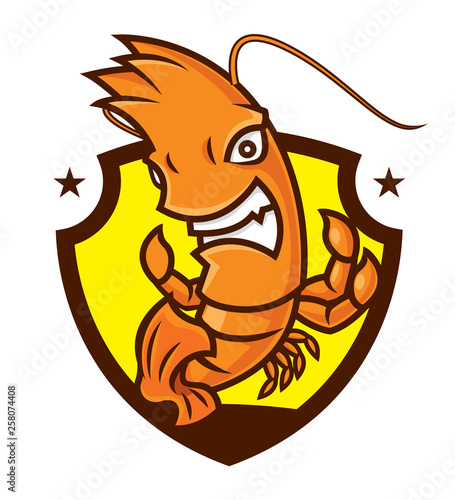 Cartoon character of mad prawn mascot for sport-vector