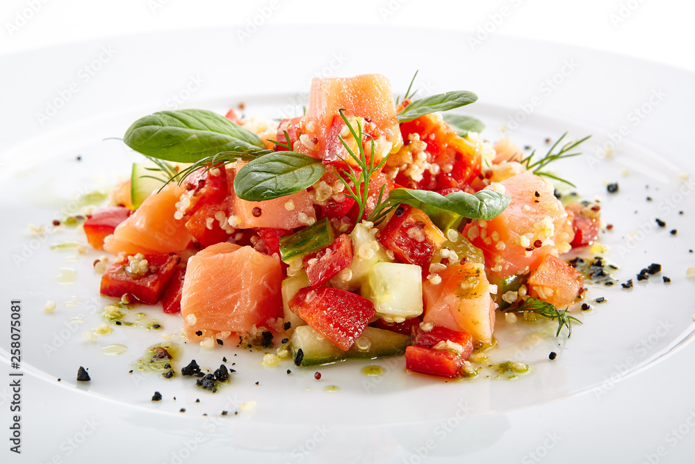 Salmon Slices with Tomato and Cucumber Salmon Slices with Tomato and Cucumber