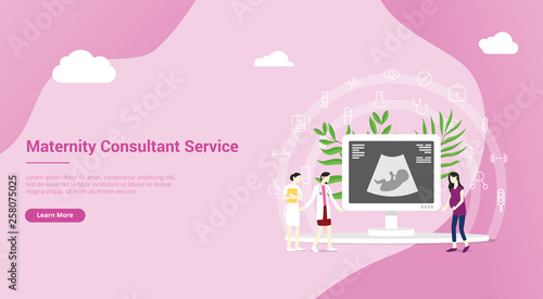 maternity or pregnancy concept for website landing homepage template banner - vector