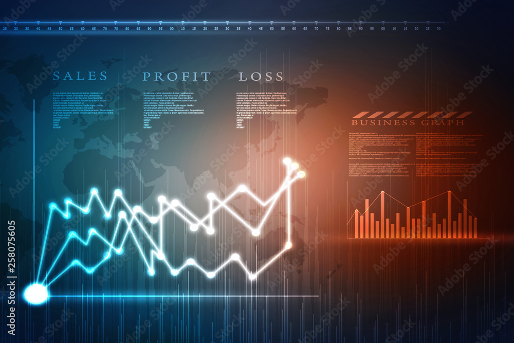 2d rendering Stock market online business concept. business Graph 2d rendering Stock market online business concept. business Graph