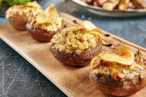 Baked Mushrooms Champignons with Cheese