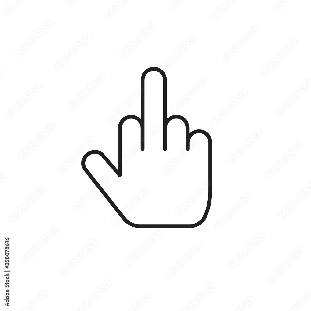 Middle finger icon vector, thin line outline style middle thumb insulting gesture emoji symbol isolated on white pictogram sign clipart Middle finger icon vector, thin line outline style middle thumb insulting gesture emoji symbol isolated on white pictogram sign clipart