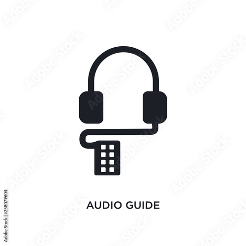 audio guide isolated icon. simple element illustration from museum concept icons. audio guide editable logo sign symbol design on white background. can be use for web and mobile photo