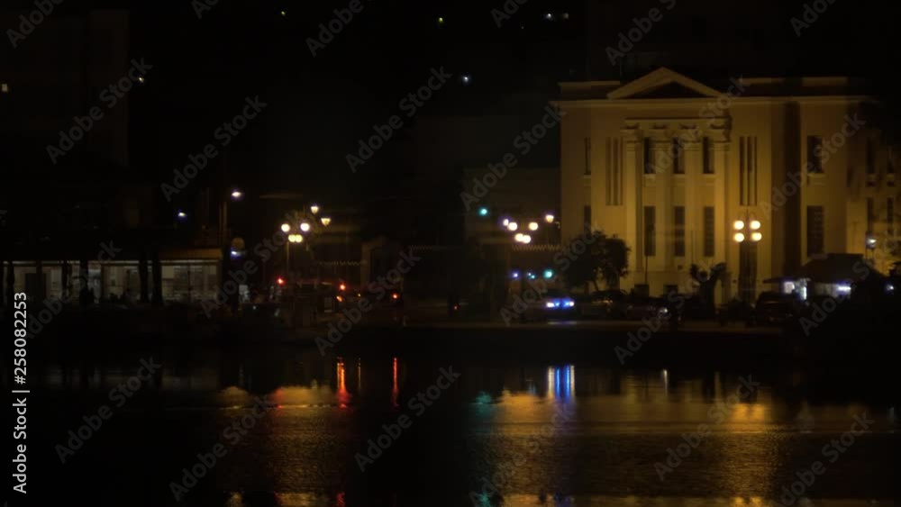 Ambulance Lighting Up a City Scape at Night Time. Ambulance Lighting Up a City Scape at Night Time.