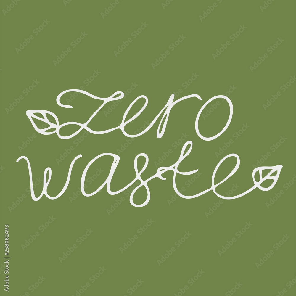 Inscription Zero waste-free, white on a green background logo vector image