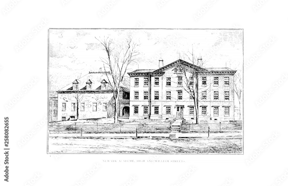 Fototapeta premium Newark. Engraving illustration. 