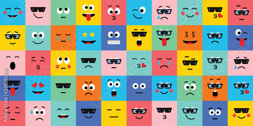 Emotions in flat, cartoon style. Vector illustration.