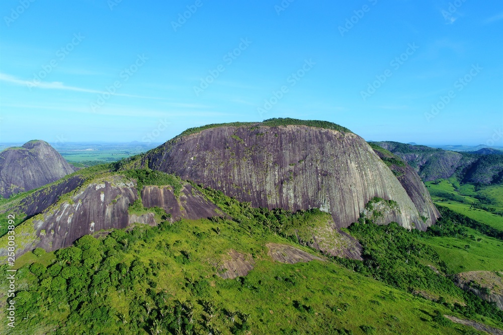 Flying above high mountains and rocks. Great landscape. Beautiful aerial view. Countryside scenery.  Giants rocks, ruins and stones!