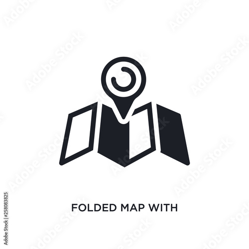 folded map with placeholder isolated icon. simple element illustration from nautical concept icons. folded map with placeholder editable logo sign symbol design on white background. can be use for