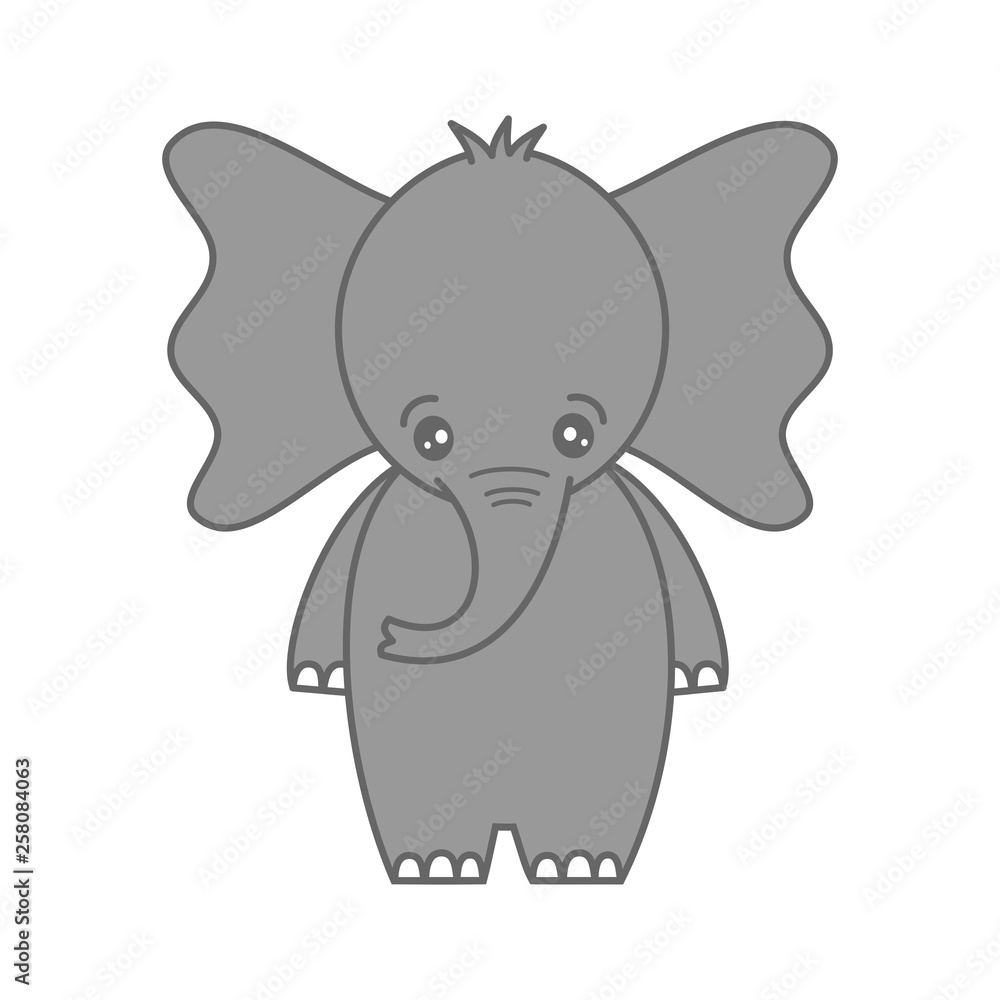 Obraz premium cute cartoon lovely baby elephant vector illustration isolated on white background