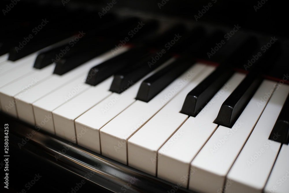 Piano keyboard background with selective focus. Piano keyboard background with selective focus.