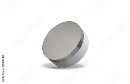 Round white glossy cosmetic jar for body cream, butter, scrub, bath salt, gel, powder and skin care product, cosmetic jar mock up isolated on white background, 3d illustration