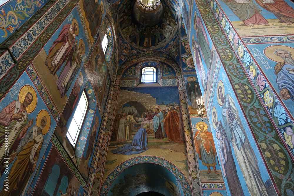 Russia; St. Petersburg. The interior of the Church on the Spilled Blood