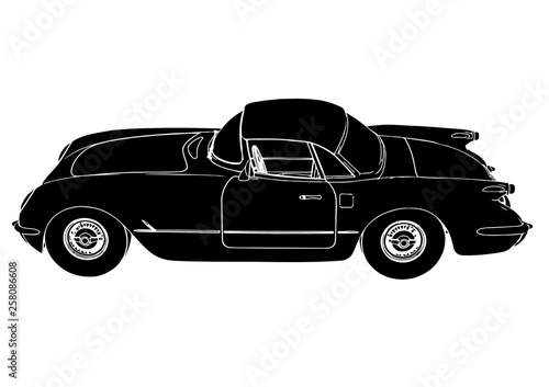 silhouette sports retro car vector