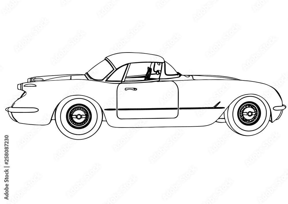 Obraz premium sketch sports retro car vector
