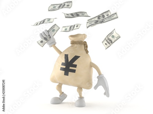 Yen money bag character catching money © Talaj