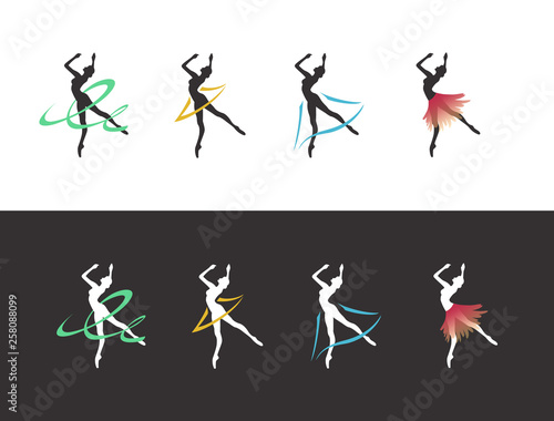 ballet dancer silhouette with ribbons and skirts