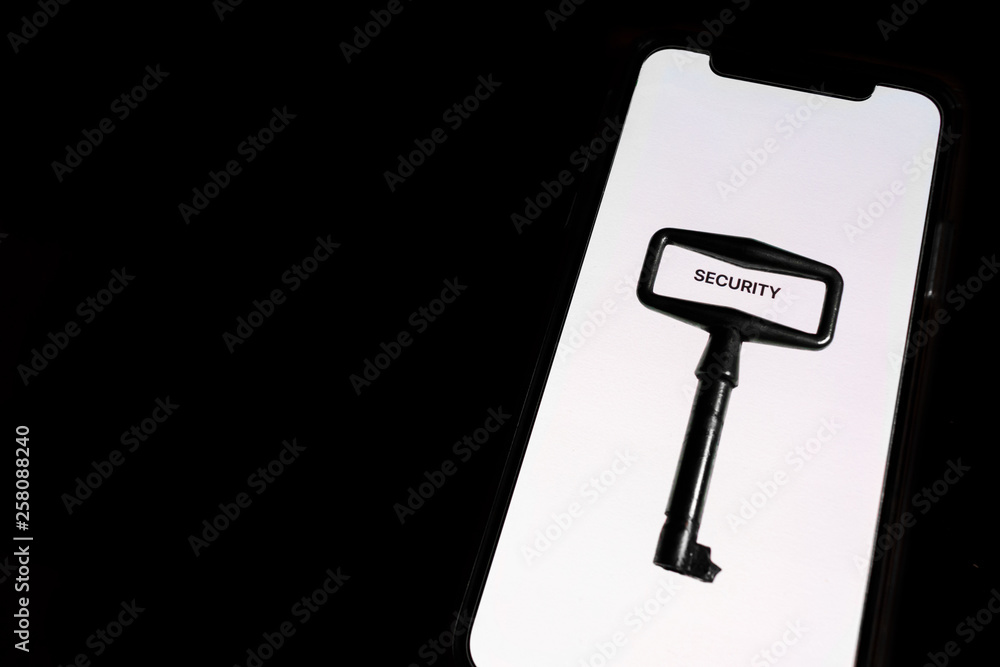 security inscription on a white screen smartphone. security inscription on a white screen smartphone.