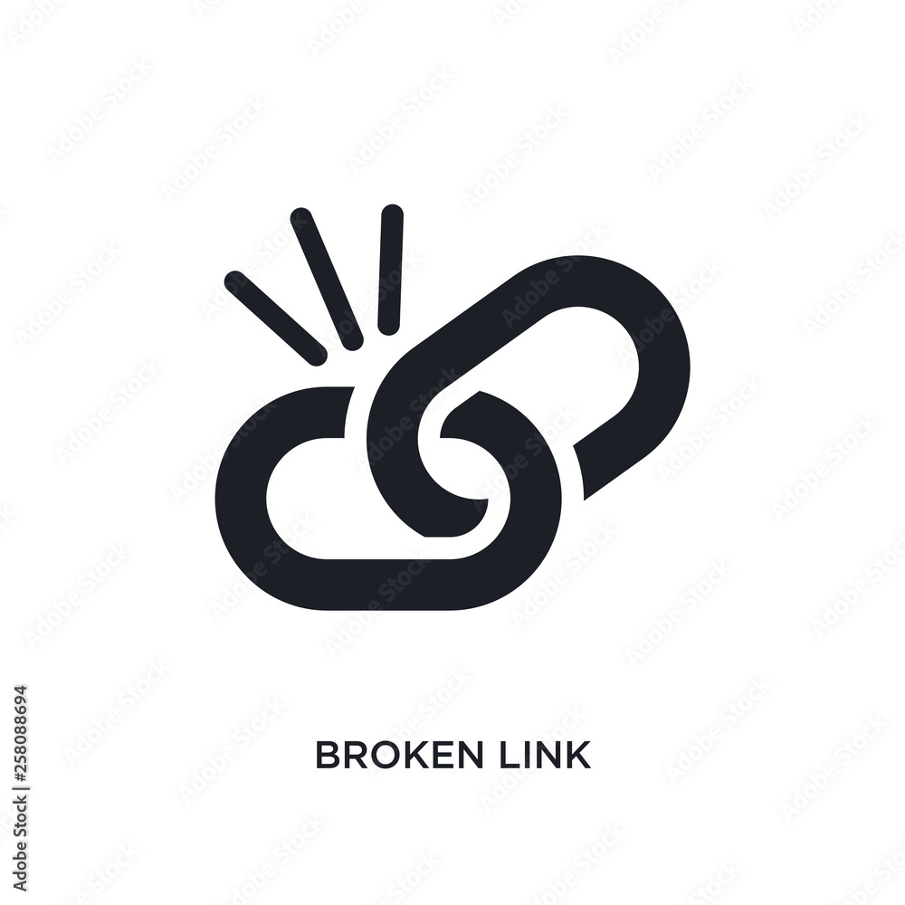 broken link isolated icon. simple element illustration from programming concept icons. broken link editable logo sign symbol design on white background. can be use for web and mobile broken link isolated icon. simple element illustration from programming concept icons. broken link editable logo sign symbol design on white background. can be use for web and mobile