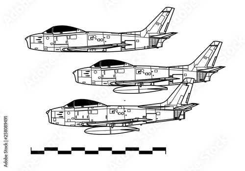 North American F-86 SABRE. Outline drawing photo