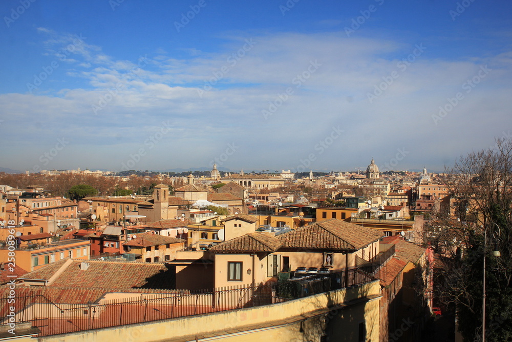 Cityscape of Trastevere,Rome, Italy, a view from the Gianicolo (Janiculum) hill
