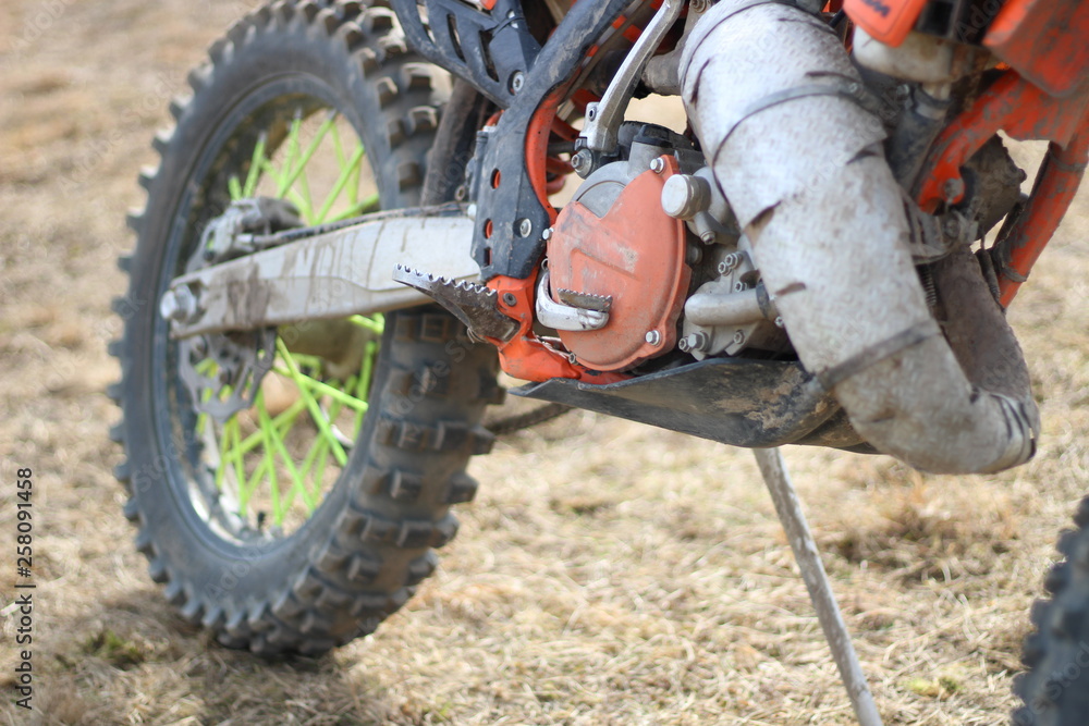 Details of a cross-country motorcycle. Motor sports. Spare parts Details of a cross-country motorcycle. Motor sports. Spare parts