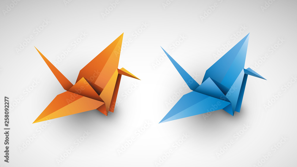 Żurawie origami wektor - obrazy, fototapety, plakaty 