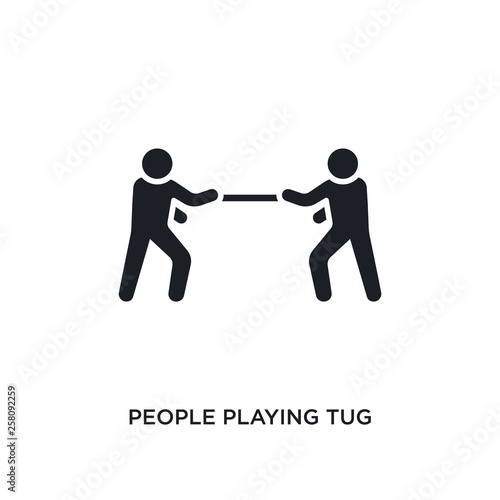 people playing tug of war isolated icon. simple element illustration from recreational games concept icons. people playing tug of war editable logo sign symbol design on white background. can be use