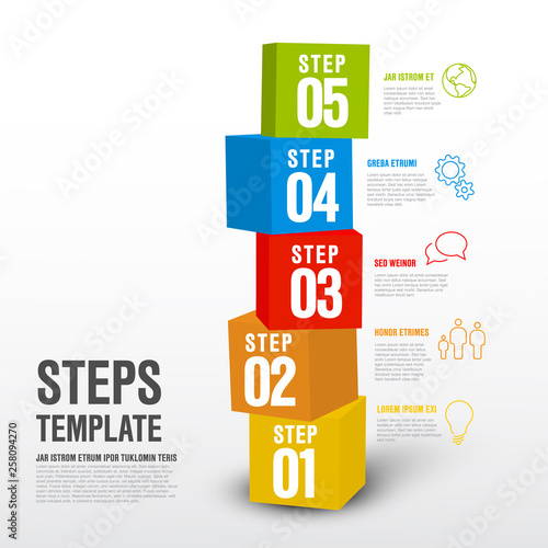 Five steps template with cubes