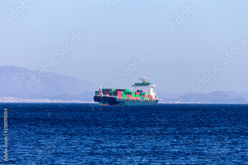 The cargo ship at a distance (Greece)