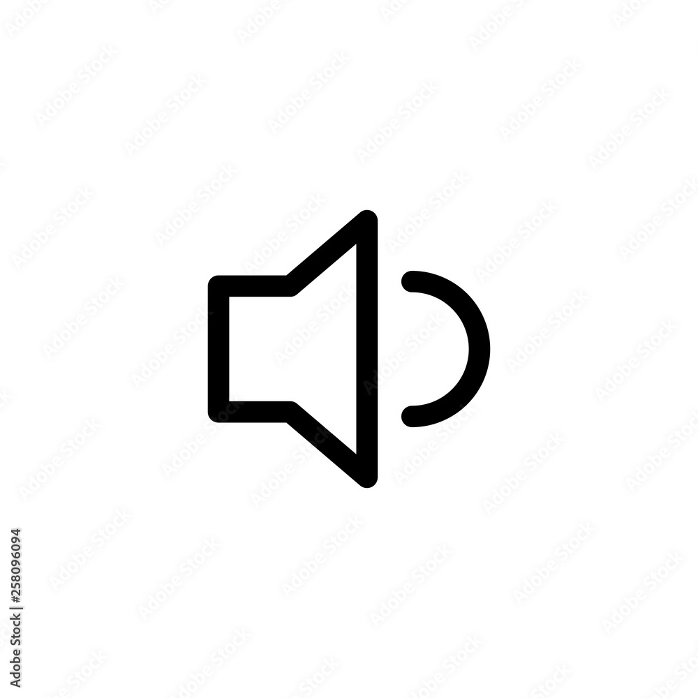 Volume low icon outline simple flat style illustration Volume low icon outline simple flat style illustration