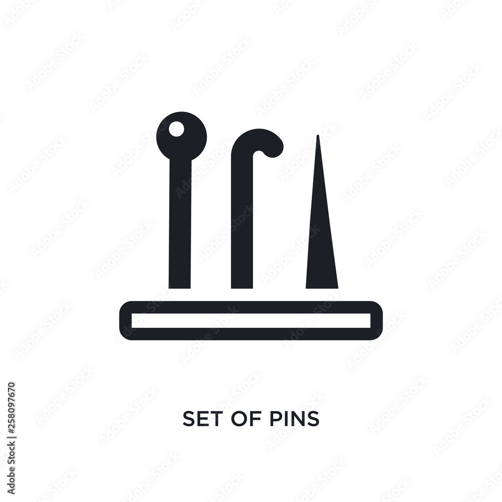 Obraz premium set of pins isolated icon. simple element illustration from sew concept icons. set of pins editable logo sign symbol design on white background. can be use for web and mobile