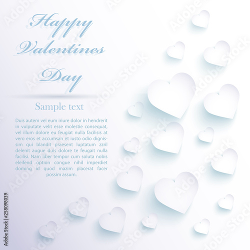 Valentines paper hearts background. Vector illustration