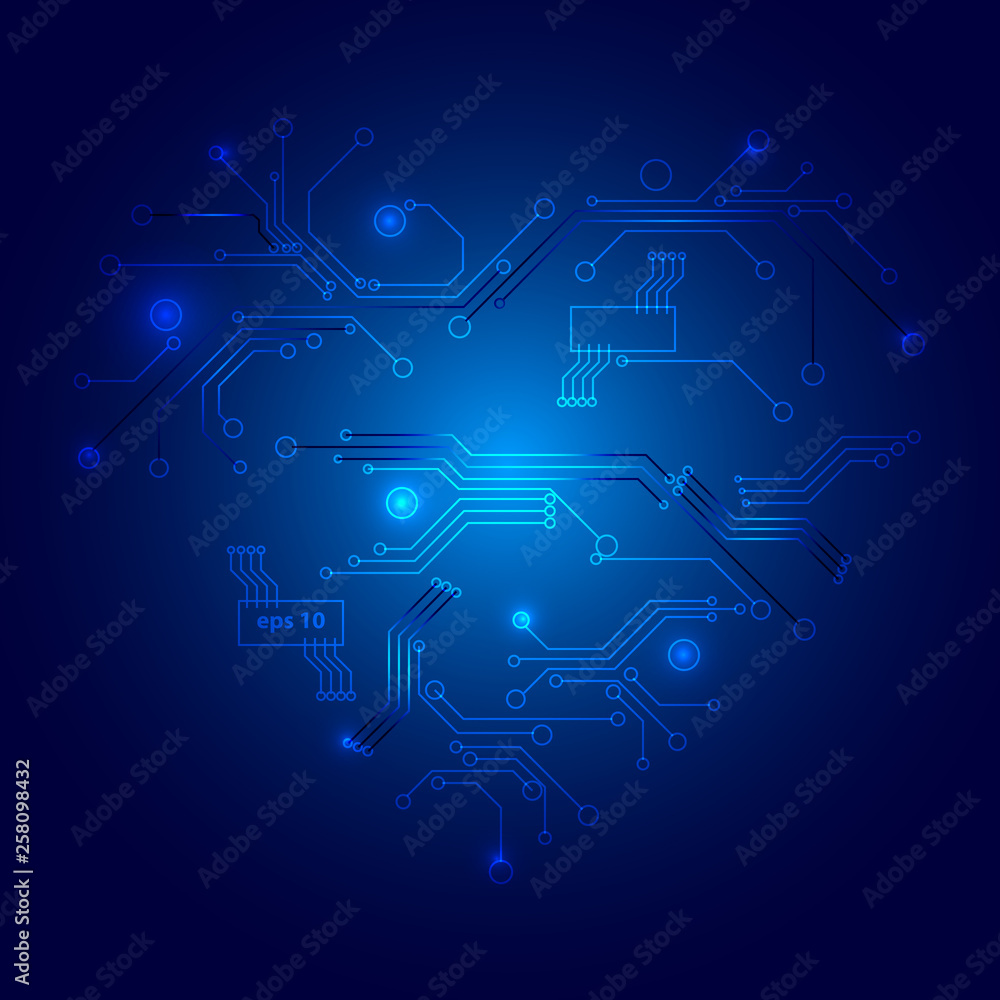 Fototapeta premium Valentines technology heart. Abstract background. Vector illustration