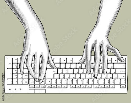 Female hands with a computer keyboard