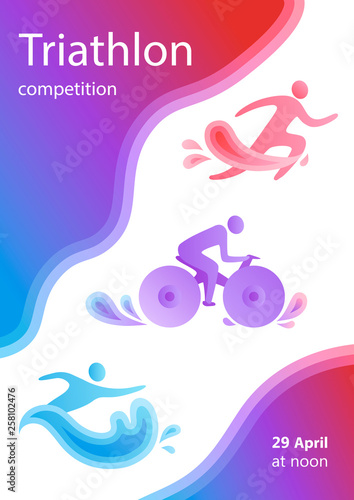 Swimming, cycling and running triathlon banner web