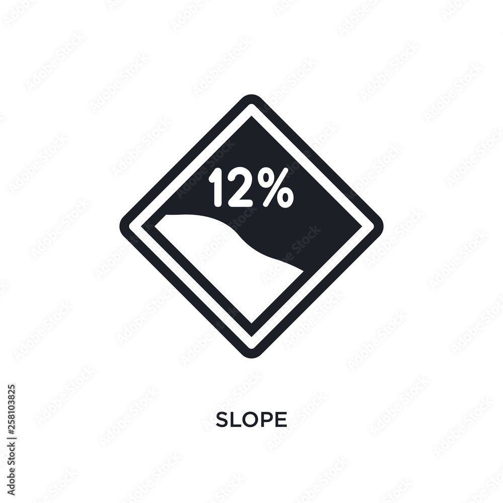 slope isolated icon. simple element illustration from traffic signs concept icons. slope editable logo sign symbol design on white background. can be use for web and mobile