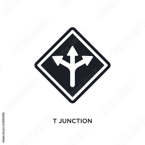 t junction isolated icon. simple element illustration from traffic signs concept icons. t junction editable logo sign symbol design on white background. can be use for web and mobile