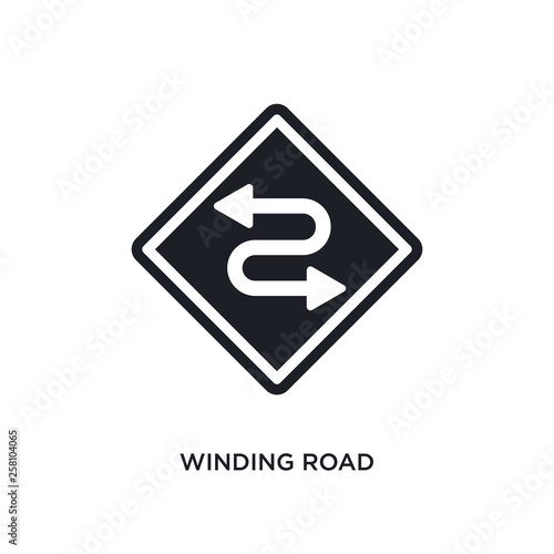 winding road isolated icon. simple element illustration from traffic signs concept icons. winding road editable logo sign symbol design on white background. can be use for web and mobile