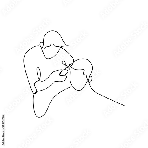 single line drawing and the hair cutter is tidying up the hair to make it cool.