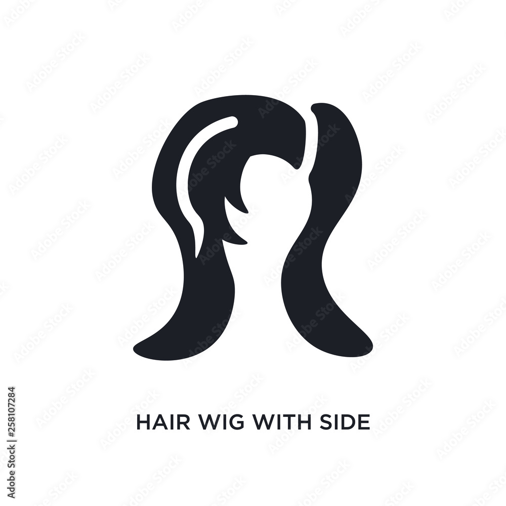 hair wig with side isolated icon. simple element illustration from woman clothing concept icons. hair wig with side editable logo sign symbol design on white background. can be use for web and hair wig with side isolated icon. simple element illustration from woman clothing concept icons. hair wig with side editable logo sign symbol design on white background. can be use for web and