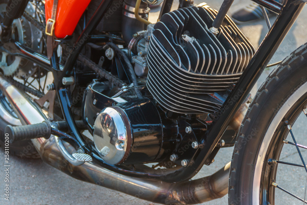 Fototapeta premium Close-up of the motorcycle engine block