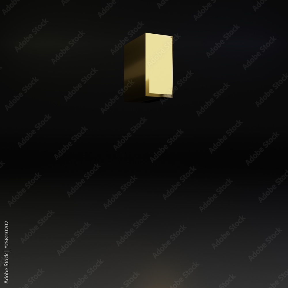 Golden quotes symbol. 3D render shiny metal font isolated on black background Golden quotes symbol. 3D render shiny metal font isolated on black background