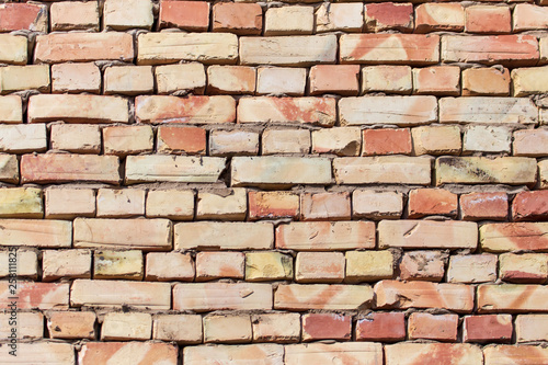 A wall of bricks in a house under construction as an abstract background