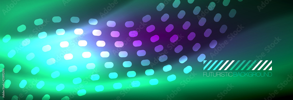 Glowing abstract wave on dark, shiny motion, magic space light. Vector techno abstract background Glowing abstract wave on dark, shiny motion, magic space light. Vector techno abstract background