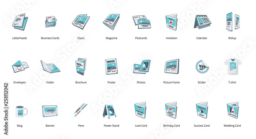 Photo Set of vector printout icons