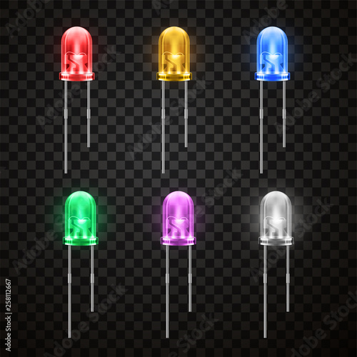 Light emitting bright diode, realistic style set