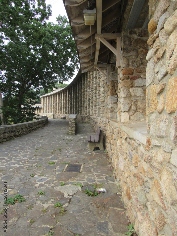 View of old cobblestone architecture from the 1930s in Rocky Neck State Park in East Lyme, Connecticut 