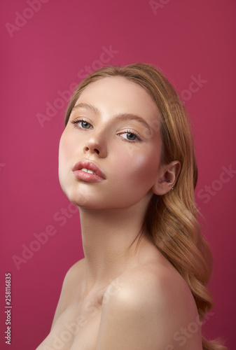 Young pretty fair haired woman with nude make-up